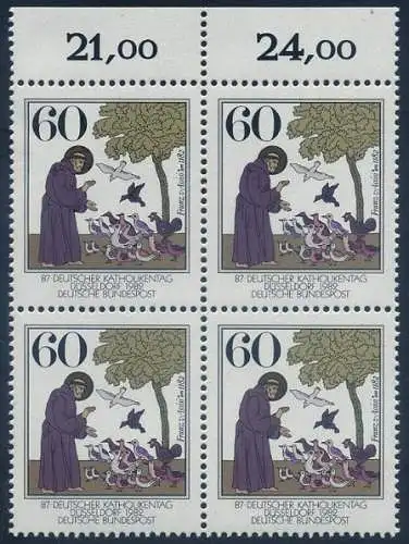 BUND 1982 Michel-Nummer 1149 postfrisch BLOCK RÄNDER oben