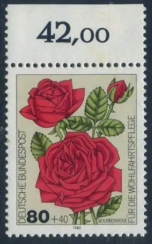 BUND 1982 Michel-Nummer 1152 postfrisch EINZELMARKE RAND oben