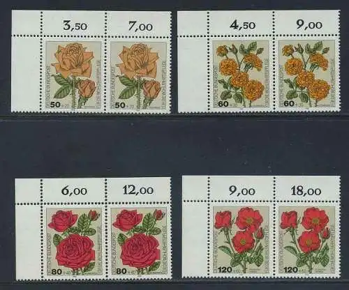 BUND 1982 Michel-Nummer 1150-1153 postfrisch SATZ(4) horiz.PAARE ECKRÄNDER oben links