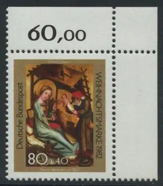 BUND 1982 Michel-Nummer 1161 postfrisch EINZELMARKE ECKRAND oben rechts