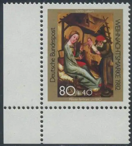 BUND 1982 Michel-Nummer 1161 postfrisch EINZELMARKE ECKRAND unten links