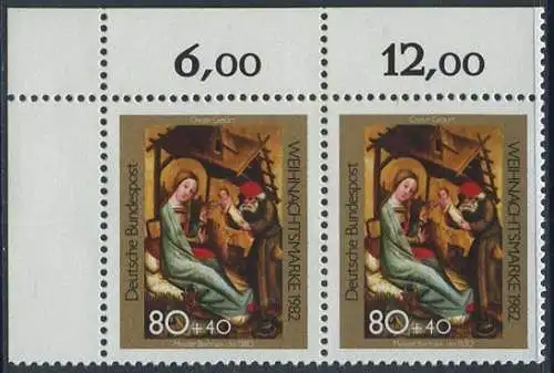 BUND 1982 Michel-Nummer 1161 postfrisch horiz.PAAR ECKRAND oben links