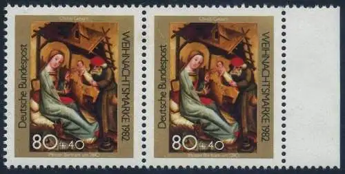 BUND 1982 Michel-Nummer 1161 postfrisch horiz.PAAR RAND rechts