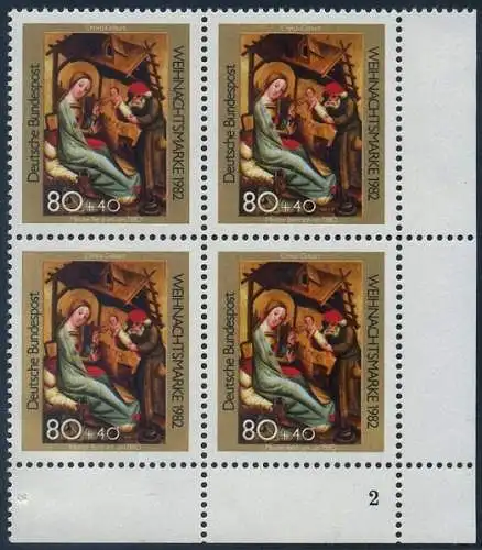 BUND 1982 Michel-Nummer 1161 postfrisch BLOCK ECKRAND unten rechts (FN)