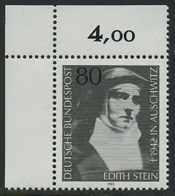 BUND 1983 Michel-Nummer 1162 postfrisch EINZELMARKE ECKRAND oben links