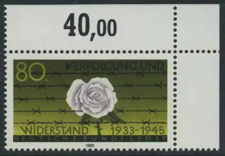 BUND 1983 Michel-Nummer 1163 postfrisch EINZELMARKE ECKRAND oben rechts