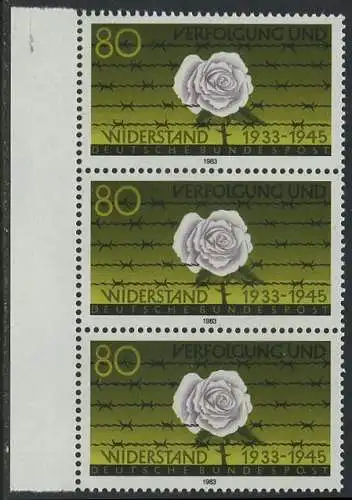 BUND 1983 Michel-Nummer 1163 postfrisch vert.STRIP(3) RAND links