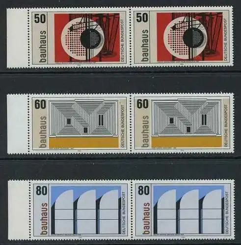 BUND 1983 Michel-Nummer 1164-1166 postfrisch SATZ(3) horiz.PAARE RÄNDER links