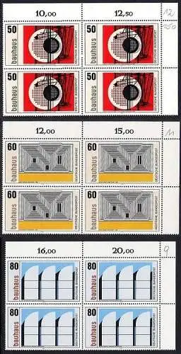 BUND 1983 Michel-Nummer 1164-1166 postfrisch SATZ(3) BLÖCKE ECKRAND oben rechts