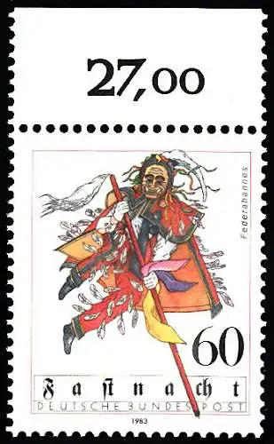 BUND 1983 Michel-Nummer 1167 postfrisch EINZELMARKE RAND oben (c)