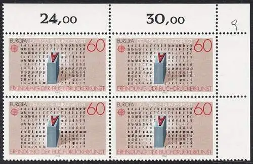 BUND 1983 Michel-Nummer 1175 postfrisch BLOCK ECKRAND oben rechts