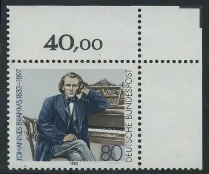 BUND 1983 Michel-Nummer 1177 postfrisch EINZELMARKE ECKRAND oben rechts