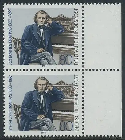 BUND 1983 Michel-Nummer 1177 postfrisch vert.PAAR RAND rechts