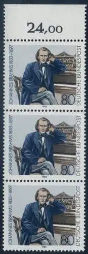 BUND 1983 Michel-Nummer 1177 postfrisch vert.STRIP(3) RAND oben