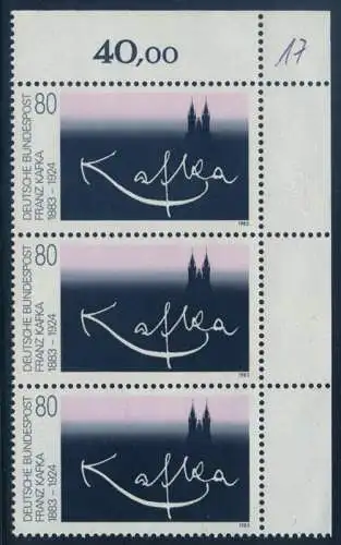 BUND 1983 Michel-Nummer 1178 postfrisch vert.STRIP(3) ECKRAND oben rechts