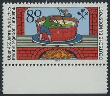 BUND 1983 Michel-Nummer 1179 postfrisch EINZELMARKE RAND unten