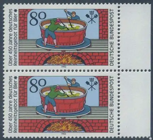 BUND 1983 Michel-Nummer 1179 postfrisch vert.PAAR RAND rechts