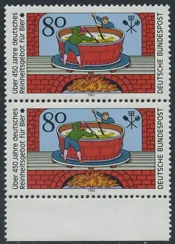 BUND 1983 Michel-Nummer 1179 postfrisch vert.PAAR RAND unten