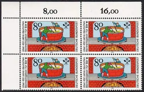 BUND 1983 Michel-Nummer 1179 postfrisch BLOCK ECKRAND oben links