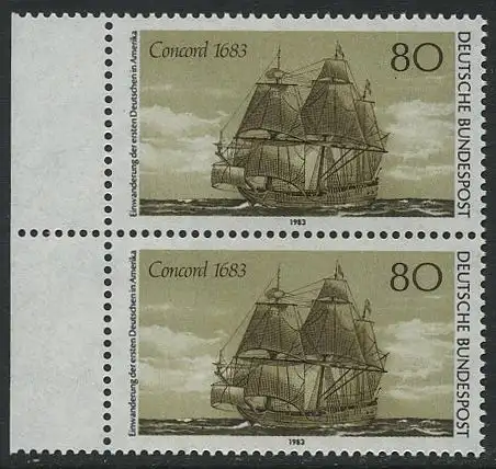 BUND 1983 Michel-Nummer 1180 postfrisch vert.PAAR RAND links