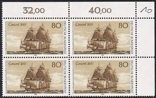 BUND 1983 Michel-Nummer 1180 postfrisch BLOCK ECKRAND oben rechts