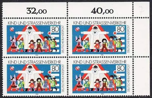 BUND 1983 Michel-Nummer 1181 postfrisch BLOCK ECKRAND oben rechts