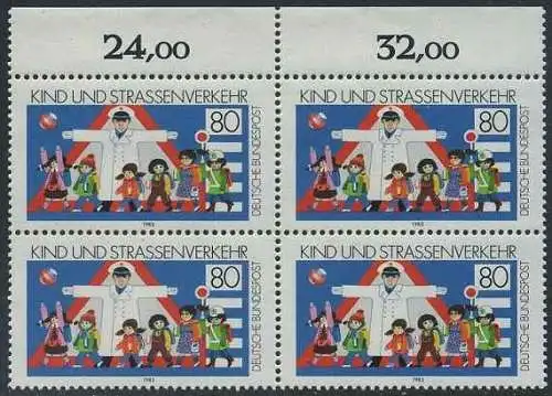 BUND 1983 Michel-Nummer 1181 postfrisch BLOCK RÄNDER oben (b)