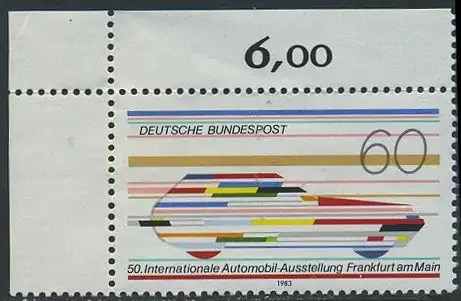 BUND 1983 Michel-Nummer 1182 postfrisch EINZELMARKE ECKRAND oben links