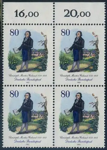 BUND 1983 Michel-Nummer 1183 postfrisch BLOCK RÄNDER oben