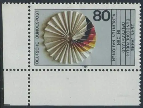 BUND 1983 Michel-Nummer 1185 postfrisch EINZELMARKE ECKRAND unten links