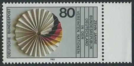 BUND 1983 Michel-Nummer 1185 postfrisch EINZELMARKE RAND rechts