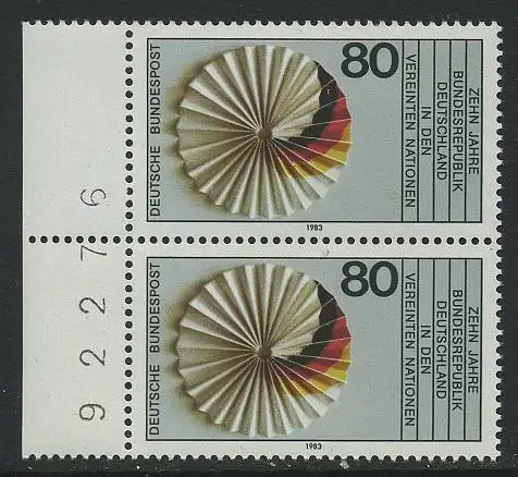 BUND 1983 Michel-Nummer 1185 postfrisch vert.PAAR RAND links (BZ)