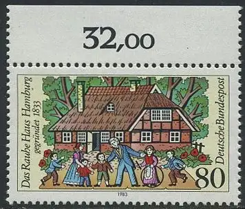 BUND 1983 Michel-Nummer 1186 postfrisch EINZELMARKE RAND oben