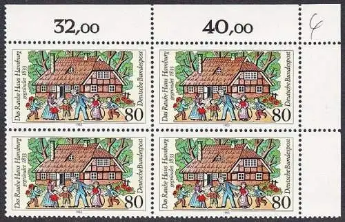 BUND 1983 Michel-Nummer 1186 postfrisch BLOCK ECKRAND oben rechts