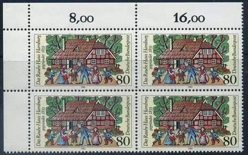 BUND 1983 Michel-Nummer 1186 postfrisch BLOCK ECKRAND oben links