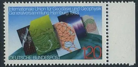 BUND 1983 Michel-Nummer 1187 postfrisch EINZELMARKE RAND rechts