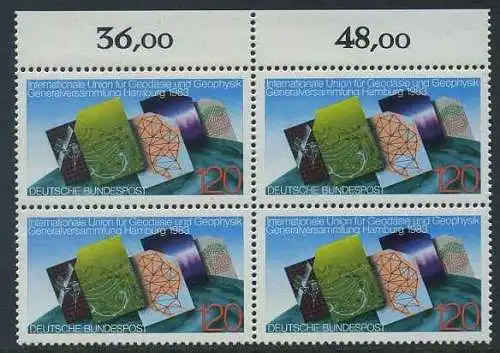 BUND 1983 Michel-Nummer 1187 postfrisch BLOCK RÄNDER oben