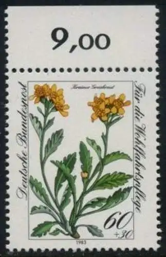 BUND 1983 Michel-Nummer 1189 postfrisch EINZELMARKE RAND oben