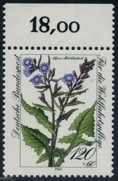 BUND 1983 Michel-Nummer 1191 postfrisch EINZELMARKE RAND oben