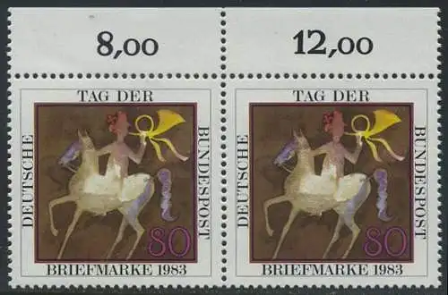 BUND 1983 Michel-Nummer 1192 postfrisch horiz.PAAR RAND oben