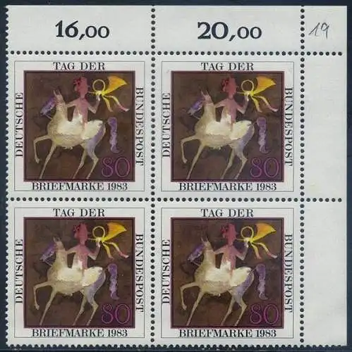 BUND 1983 Michel-Nummer 1192 postfrisch BLOCK ECKRAND oben rechts