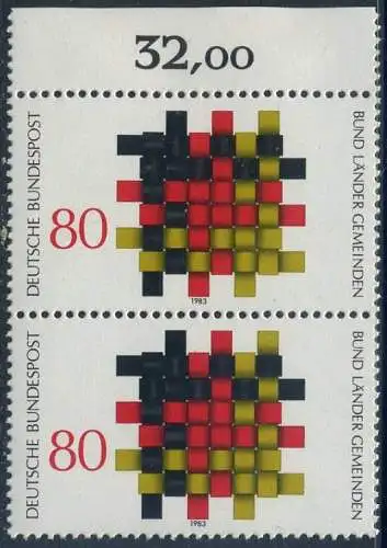 BUND 1983 Michel-Nummer 1194 postfrisch vert.PAAR RAND oben