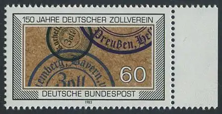 BUND 1983 Michel-Nummer 1195 postfrisch EINZELMARKE RAND rechts