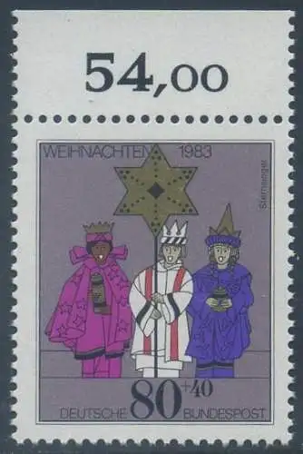 BUND 1983 Michel-Nummer 1196 postfrisch EINZELMARKE RAND oben (b)