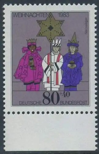 BUND 1983 Michel-Nummer 1196 postfrisch EINZELMARKE RAND unten