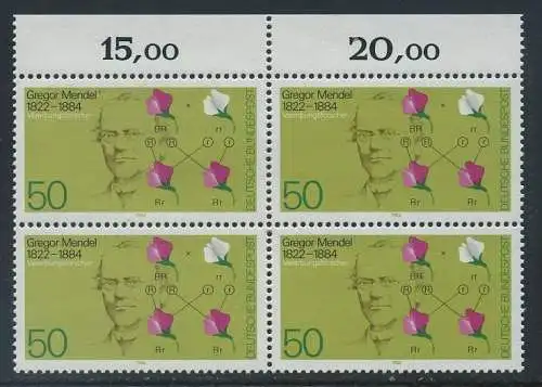 BUND 1984 Michel-Nummer 1199 postfrisch BLOCK RÄNDER oben