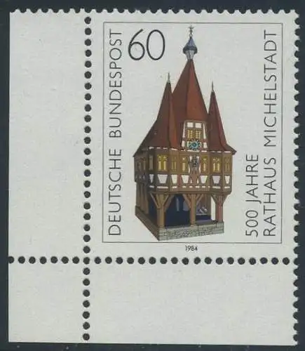 BUND 1984 Michel-Nummer 1200 postfrisch EINZELMARKE ECKRAND unten links