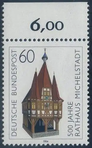 BUND 1984 Michel-Nummer 1200 postfrisch EINZELMARKE RAND oben (a)