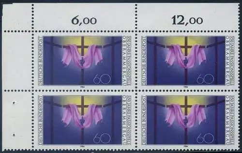 BUND 1984 Michel-Nummer 1201 postfrisch BLOCK ECKRAND oben links (a1)