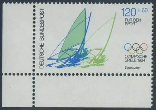 BUND 1984 Michel-Nummer 1208 postfrisch EINZELMARKE ECKRAND unten links